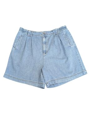 Vintage Silhouettes High Waist, Pleated, Cotton Denim, Baggy Shorts. Size 20.